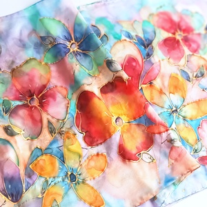 Virágkarnevál tiszta selyem stóla - ruha & divat - sál, sapka, kendő - sál - Meska.hu