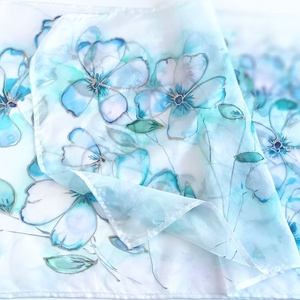 Türkiz álom tiszta selyem sál - ruha & divat - sál, sapka, kendő - sál - Meska.hu