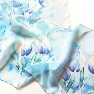 Tulipánillat tiszta selyem sál, Ruha & Divat, Sál, Sapka, Kendő, Sál, Selyemfestés, MESKA