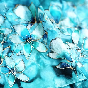 Ezüstös csillogás tiszta selyem sál, Ruha & Divat, Sál, Sapka, Kendő, Sál, Selyemfestés, MESKA