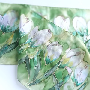 Olíva tiszta selyem sál - ruha & divat - sál, sapka, kendő - sál - Meska.hu