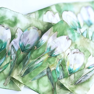 Olíva tiszta selyem sál, Ruha & Divat, Sál, Sapka, Kendő, Sál, Selyemfestés, MESKA