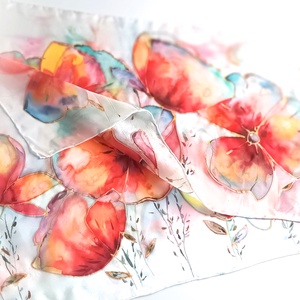 Pipacs mező tiszta selyem sál - ruha & divat - sál, sapka, kendő - sál - Meska.hu