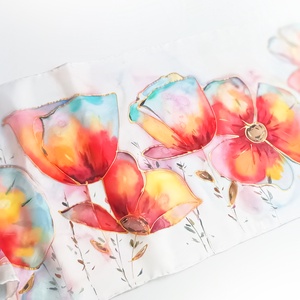 Pipacs mező tiszta selyem sál - ruha & divat - sál, sapka, kendő - sál - Meska.hu