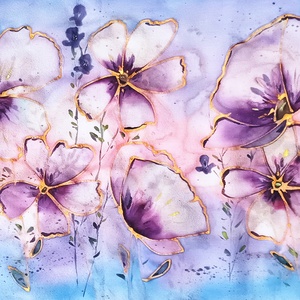 Vadvirágok tiszta selyem sál - Meska.hu