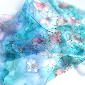 Tóparti virágok tiszta selyem sál - ruha & divat - sál, sapka, kendő - sál - Meska.hu