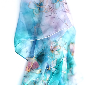 Tóparti virágok tiszta selyem sál - ruha & divat - sál, sapka, kendő - sál - Meska.hu