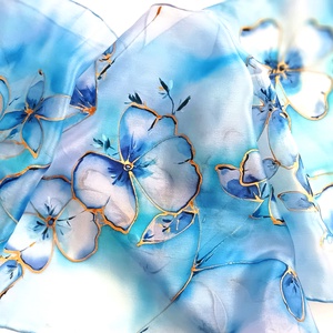 Azúr partok virágai tiszta selyem sál - ruha & divat - sál, sapka, kendő - sál - Meska.hu
