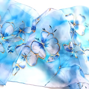 Azúr partok virágai tiszta selyem sál - ruha & divat - sál, sapka, kendő - sál - Meska.hu