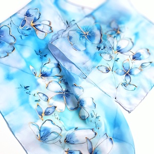 Azúr partok virágai tiszta selyem sál - ruha & divat - sál, sapka, kendő - sál - Meska.hu