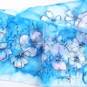 Tihanyi virágzás tiszta selyem sál - ruha & divat - sál, sapka, kendő - sál - Meska.hu