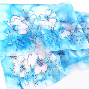 Tihanyi virágzás tiszta selyem sál - ruha & divat - sál, sapka, kendő - sál - Meska.hu