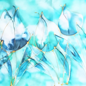 Akvarella tiszta selyem sál, Ruha & Divat, Sál, Sapka, Kendő, Sál, Selyemfestés, MESKA