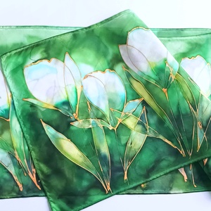 Liliomvarázslat tiszta selyem sál - ruha & divat - sál, sapka, kendő - sál - Meska.hu