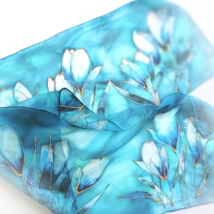 Liliomok titka tiszta selyem sál, Ruha & Divat, Sál, Sapka, Kendő, Sál, Selyemfestés, MESKA