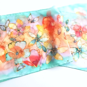 Paradicsomi naplemente tiszta selyem sál - ruha & divat - sál, sapka, kendő - sál - Meska.hu