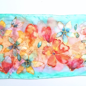 Paradicsomi naplemente tiszta selyem sál - ruha & divat - sál, sapka, kendő - sál - Meska.hu