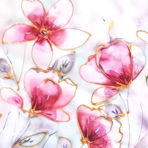 Szerelmes szirmok tiszta selyem sál, Ruha & Divat, Sál, Sapka, Kendő, Sál, Selyemfestés, MESKA