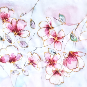 Virágok tánca tiszta selyem sál, Ruha & Divat, Sál, Sapka, Kendő, Sál, Selyemfestés, MESKA