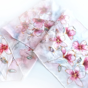 Virágok tánca tiszta selyem sál - ruha & divat - sál, sapka, kendő - sál - Meska.hu