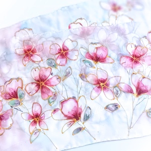 Virágok tánca tiszta selyem sál - ruha & divat - sál, sapka, kendő - sál - Meska.hu