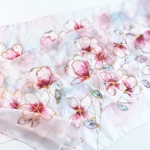 Virágok tánca tiszta selyem sál - ruha & divat - sál, sapka, kendő - sál - Meska.hu