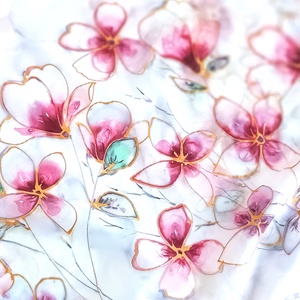 Romantikus kert tiszta selyem sál, Ruha & Divat, Sál, Sapka, Kendő, Sál, Selyemfestés, MESKA