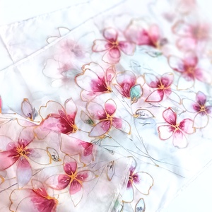 Romantikus kert tiszta selyem sál - ruha & divat - sál, sapka, kendő - sál - Meska.hu