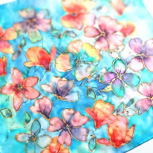 Trópusi fények tiszta selyem kendő - ruha & divat - sál, sapka, kendő - sál - Meska.hu