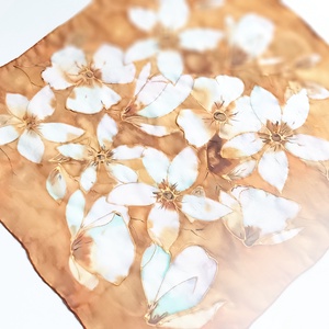 Karamell tiszta selyem kendő - ruha & divat - sál, sapka, kendő - sál - Meska.hu