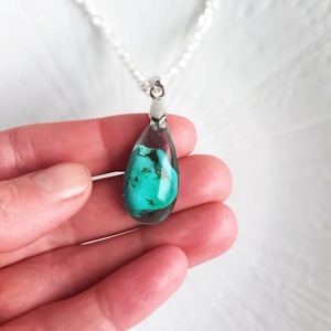 Türkiz természetes ásvány nyaklánc - ékszer - nyaklánc - medálos nyaklánc - Meska.hu