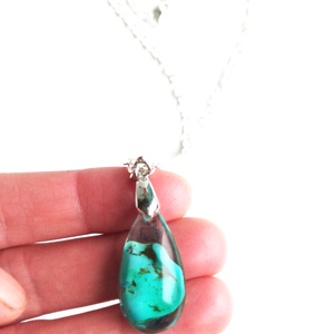 Türkiz természetes ásvány nyaklánc - ékszer - nyaklánc - medálos nyaklánc - Meska.hu