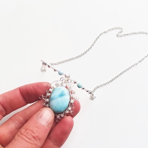 Larimár természetes ásvány nyaklánc - ékszer - nyaklánc - medálos nyaklánc - Meska.hu