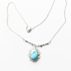 Larimár természetes ásvány nyaklánc - ékszer - nyaklánc - medálos nyaklánc - Meska.hu