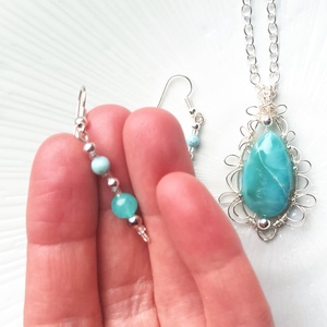 Prémium larimár természetes ásvány ékszer szett - ékszer - ékszerszett - Meska.hu