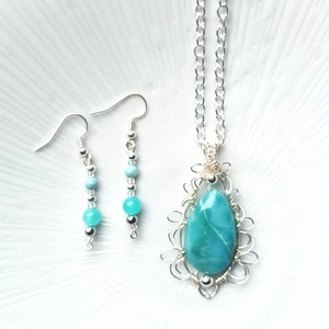 Prémium larimár természetes ásvány ékszer szett - ékszer - ékszerszett - Meska.hu