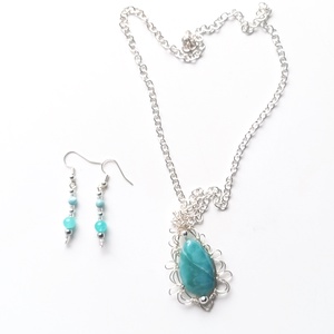 Prémium larimár természetes ásvány ékszer szett - ékszer - ékszerszett - Meska.hu