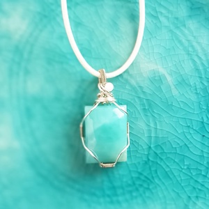 Larimár természetes ásvány nyaklánc, Ékszer, Nyaklánc, Medálos nyaklánc, Ékszerkészítés, MESKA