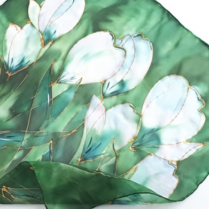 Fehér liliomok selyem kendő, Ruha & Divat, Sál, Sapka, Kendő, Sál, Selyemfestés, MESKA