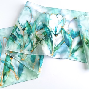 Üde liliomok tiszta selyem sál - ruha & divat - sál, sapka, kendő - sál - Meska.hu