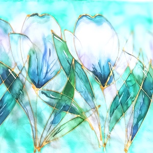 Smaragd liliomok tiszta selyem sál - Meska.hu