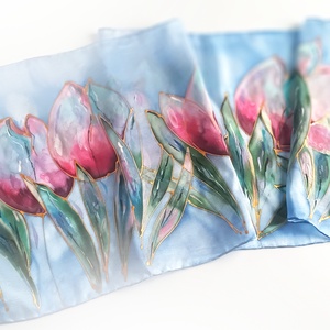 Tulipánok tánca tiszta selyem sál - ruha & divat - sál, sapka, kendő - sál - Meska.hu