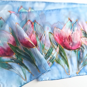 Tulipánok tánca tiszta selyem sál - ruha & divat - sál, sapka, kendő - sál - Meska.hu