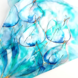 Türkiz tulipánok tiszta selyem kendő, Ruha & Divat, Sál, Sapka, Kendő, Sál, Selyemfestés, MESKA