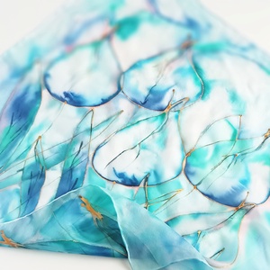 Türkiz tulipánok tiszta selyem kendő - ruha & divat - sál, sapka, kendő - sál - Meska.hu