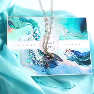 Ametiszt gyöngyös valódi ásvány nyaklánc selyemsállal, Ékszer, Nyaklánc, Medálos nyaklánc, Ékszerkészítés, Selyemfestés, MESKA