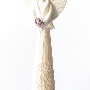 Angyal dísztárgy rózsával - otthon & életmód - dekoráció - dísztárgy - Meska.hu