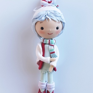 Kisfiú dísz (felakasztható): kék hajú - karácsony - karácsonyi lakásdekoráció - karácsonyfadíszek - Meska.hu