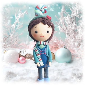 Kisfiú dísz (felakasztható): sötét hajú, Karácsony, Karácsonyi lakásdekoráció, Karácsonyfadíszek, , MESKA