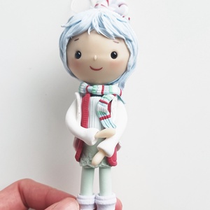 Kisfiú dísz (felakasztható): kék hajú - karácsony - karácsonyi lakásdekoráció - karácsonyfadíszek - Meska.hu